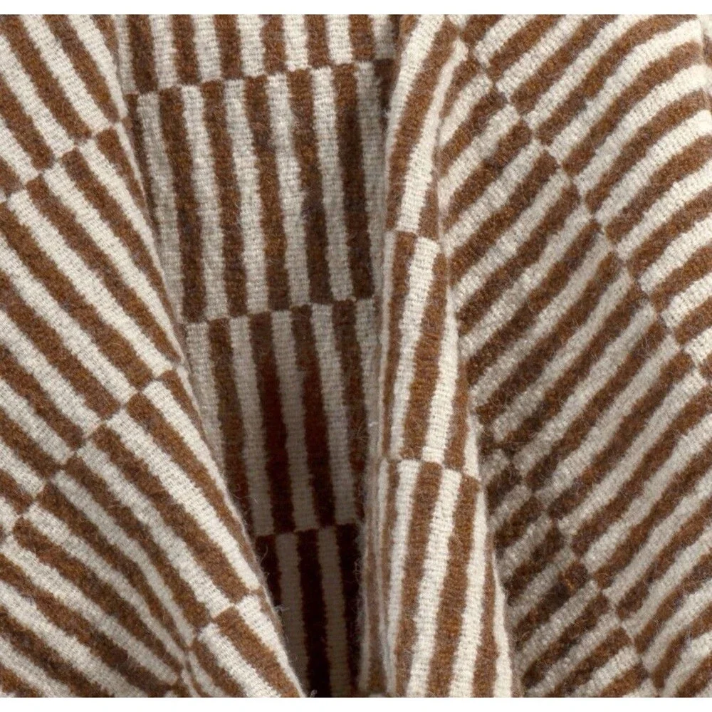 50''x60'' Oversized Woven Linework Throw Blanket Dark Camel/Cream - Threshold